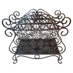 Retro Twisted Wrought Iron Magazine Rack