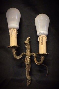 Vintage Two-Arm Brass Wall Sconce – 1940s Decorative Design - 2Y62