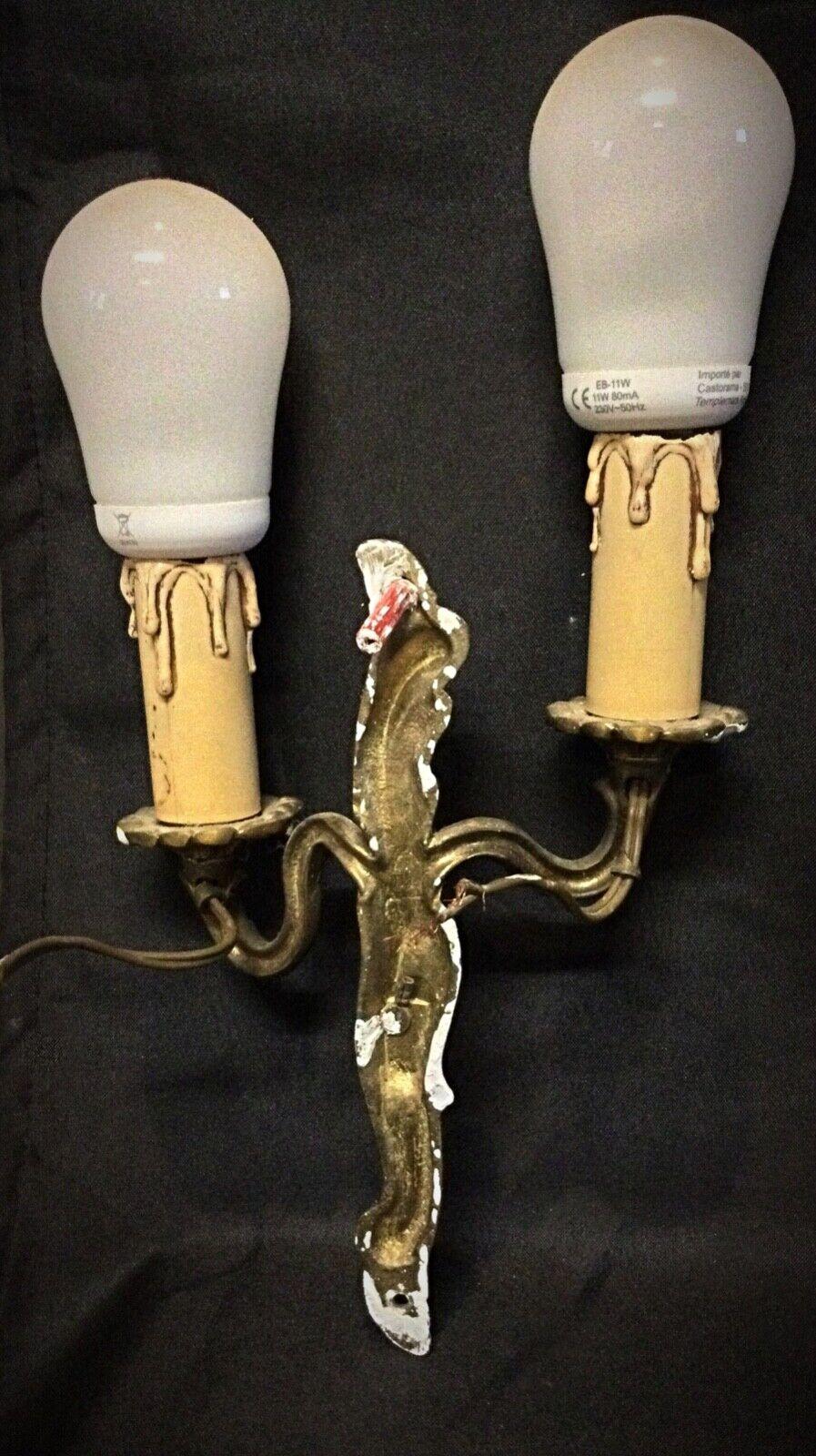 Empire Vintage Two-Arm Brass Wall Sconce – 1940s Decorative Design - 2Y62 For Sale