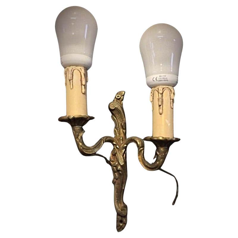 Pair of Vintage Brass Wall Sconces – Classic Design - 2Y60 For Sale at ...