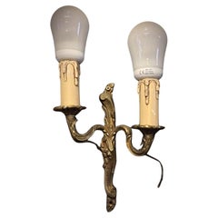 Vintage Two-Arm Brass Wall Sconce – 1940s Decorative Design - 2Y62