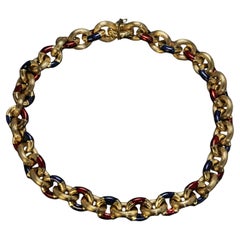Vintage Two Color Enamel Gold Chain Necklace