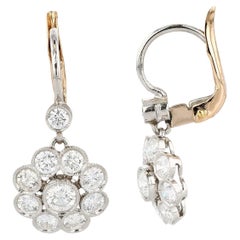Pendientes vintage en racimo de oro bicolor y diamantes