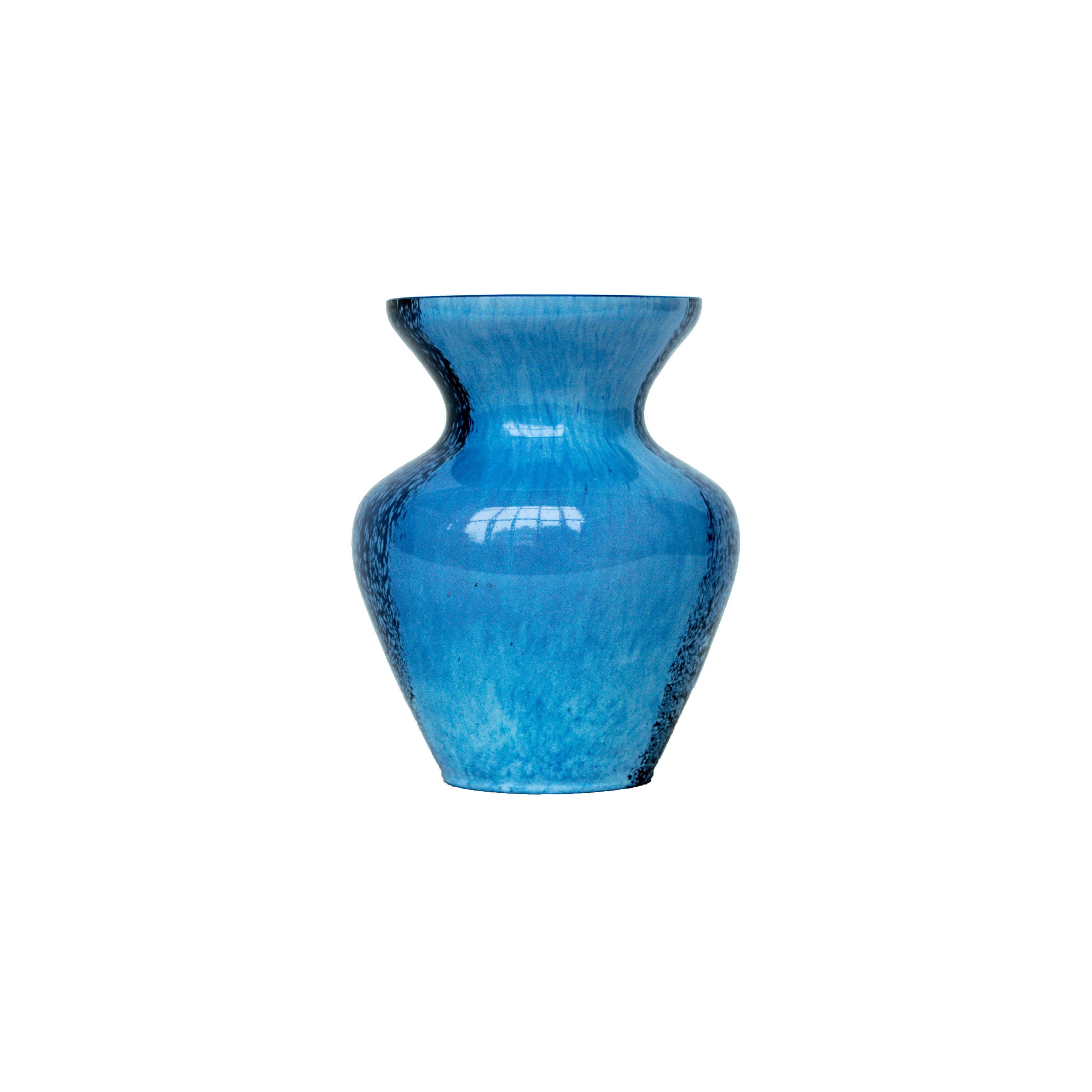 Mid-Century Modern Vintage Two-Colored Vase in Blue Glass, Sweden, 1970s For Sale