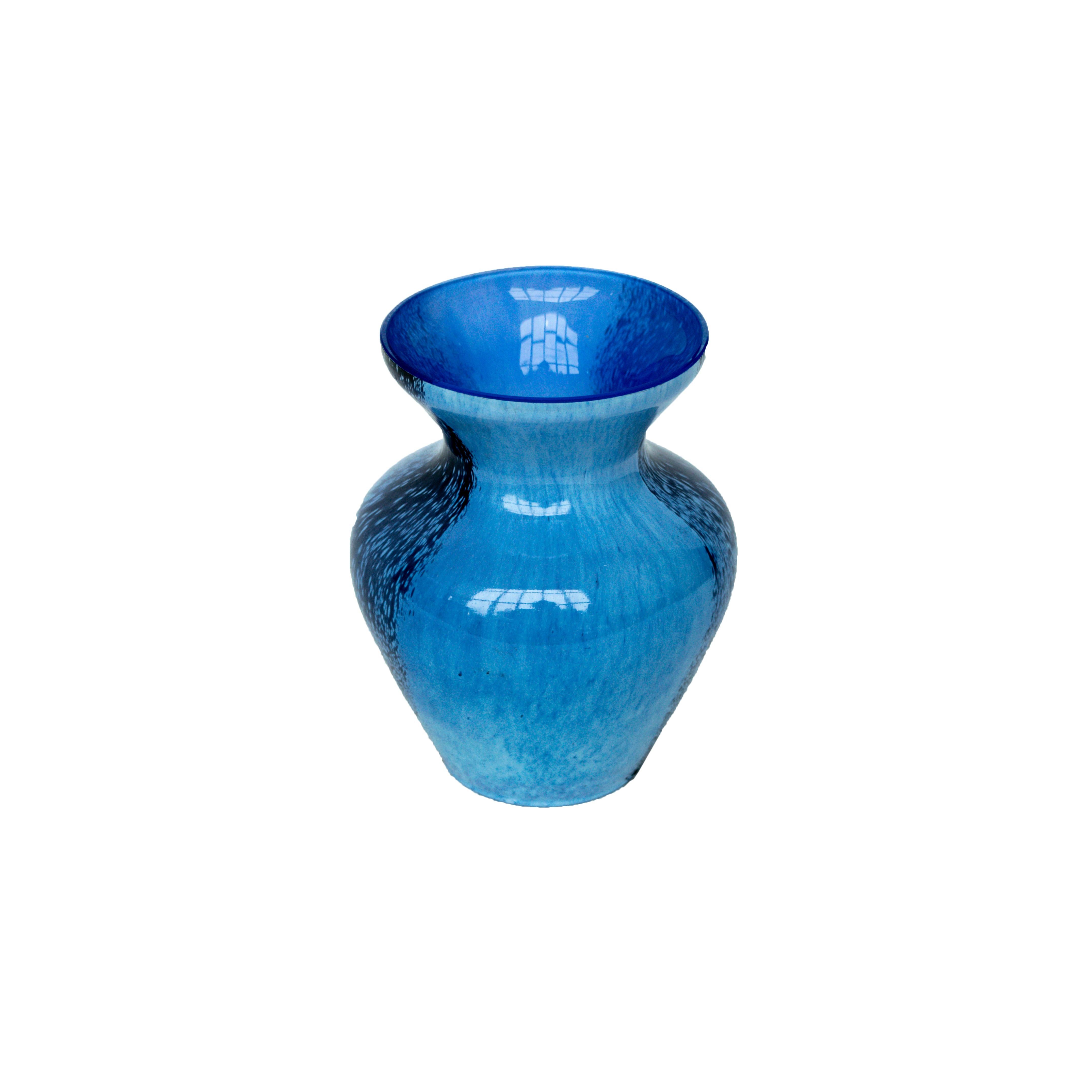 Swedish Vintage Two-Colored Vase in Blue Glass, Sweden, 1970s For Sale