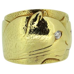 Anello con doppia pantera a due diamanti vintage