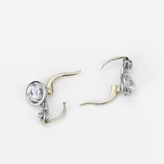 Vintage Two Diamonds Drop Stud Earrings