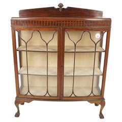 Vintage Two Door Walnut China Cabinet, Display Cabinet, Scotland 1930, H1009