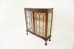 Vintage Two Door Walnut China Cabinet, Display Cabinet, Scotland 1930, H986