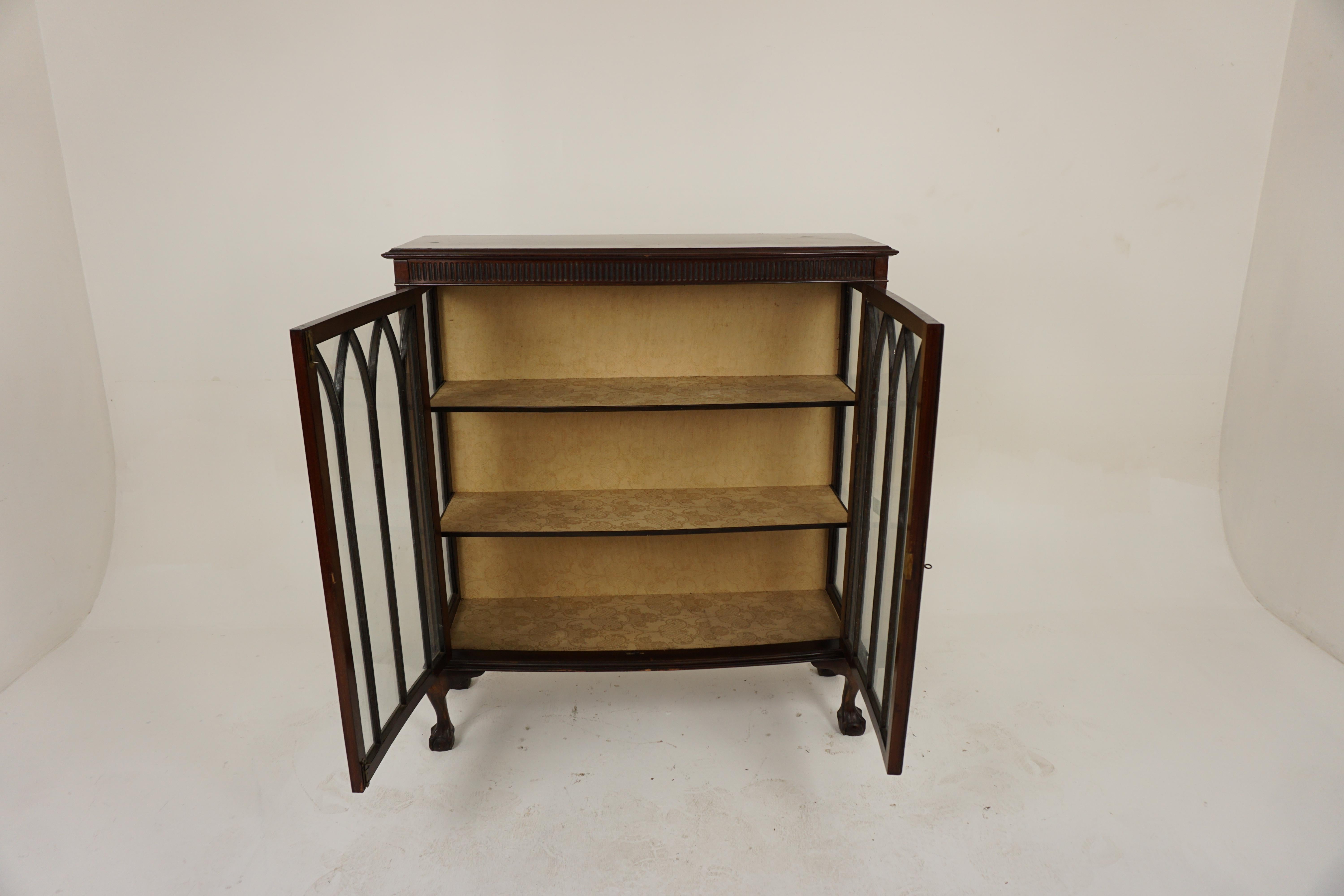 Scottish Vintage Two Door Walnut China Cabinet, Display Cabinet, Scotland 1930, H986