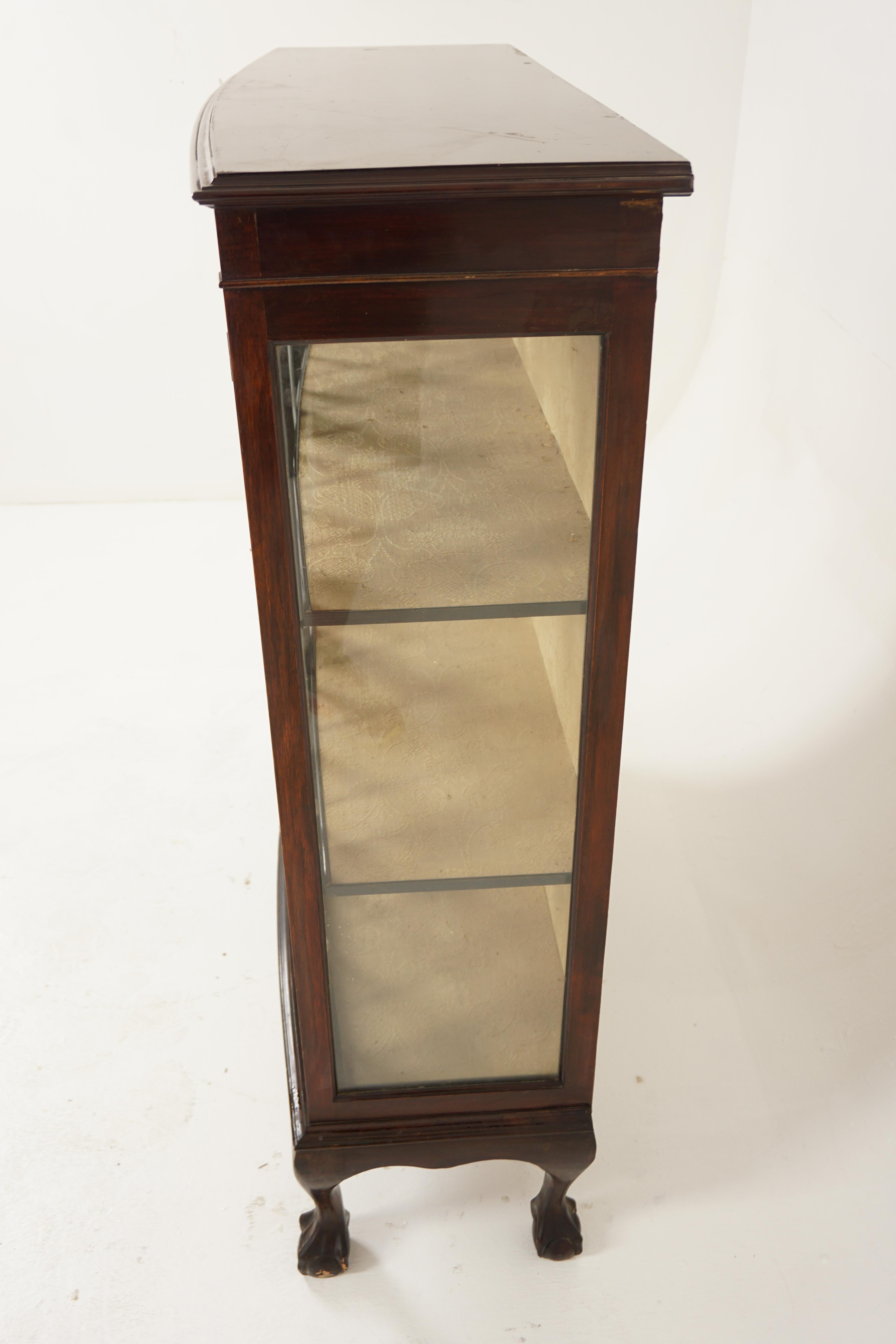 Mid-20th Century Vintage Two Door Walnut China Cabinet, Display Cabinet, Scotland 1930, H986