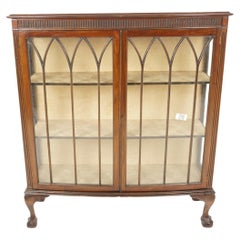 Vintage Two Door Walnut China Cabinet, Display Cabinet, Scotland 1930, H986