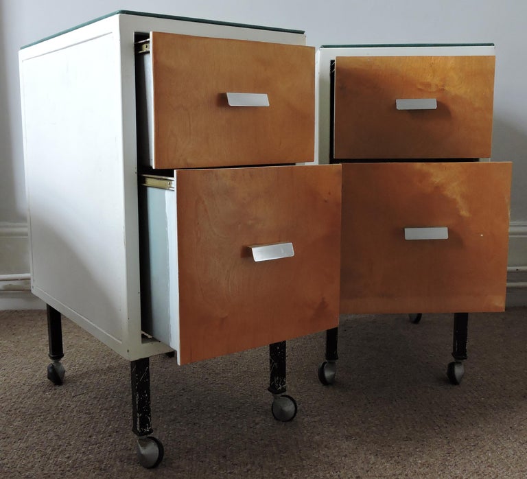 Vintage TwoDrawer Bedside on Wheels, Set of 2 at 1stDibs