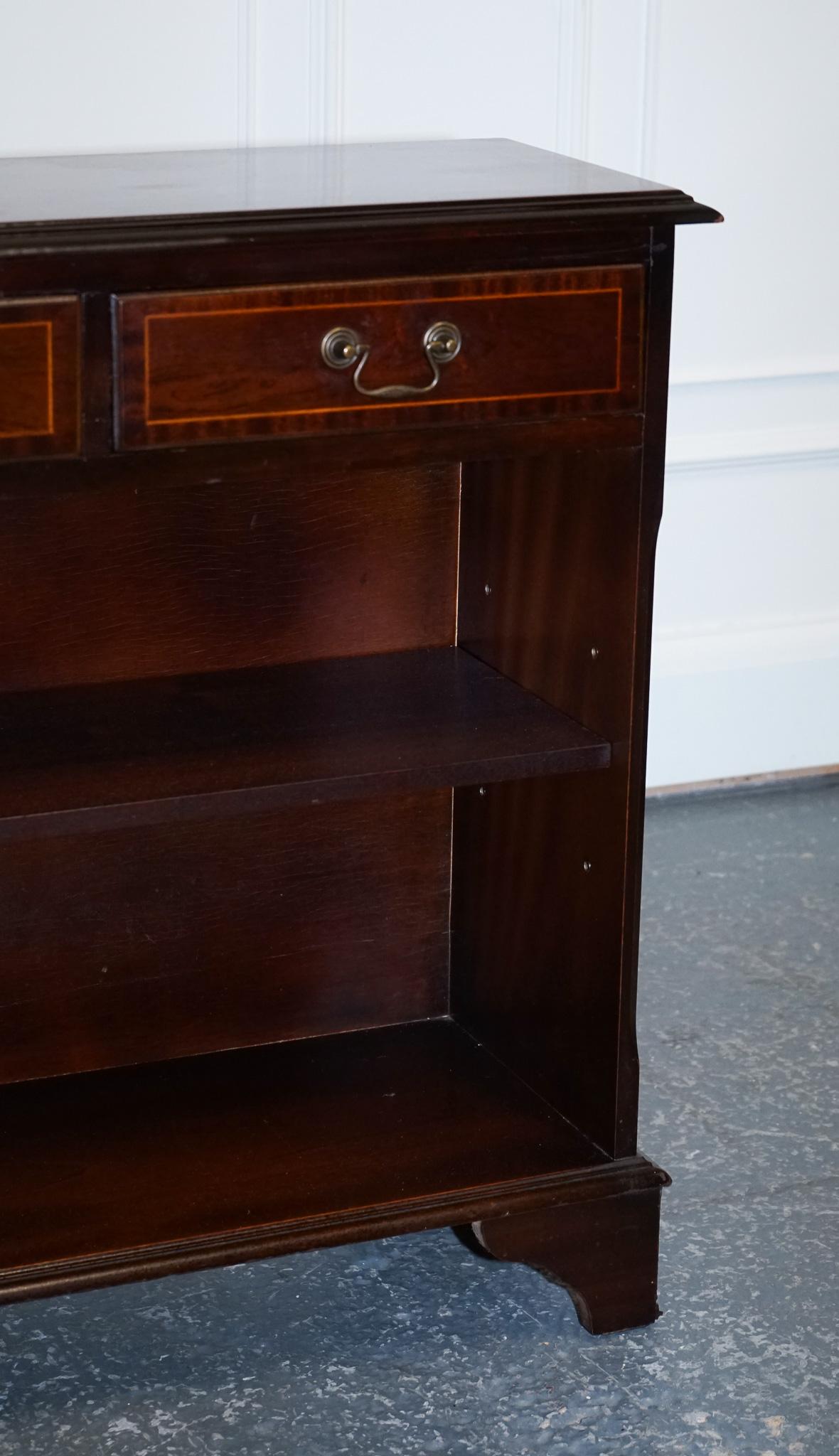 Hardwood Vintage Two Drawer Dwarf Library Bookcase Sideboard Drawers For Sale