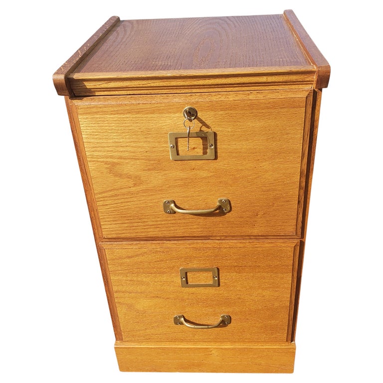 Vintage TwoDrawer Oak Filing with Keys at 1stDibs