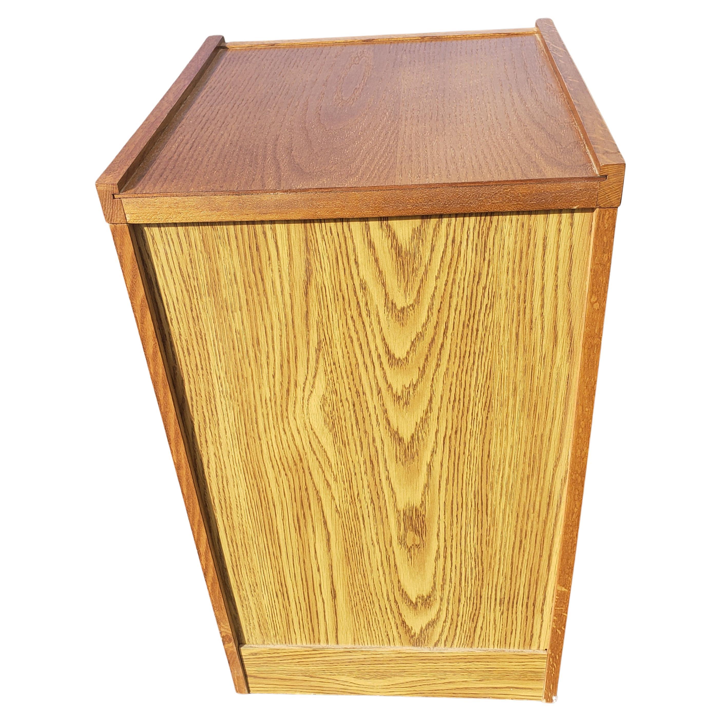 Mid-Century Modern Vintage Two-Drawer Oak Filing Cabinet with Keys
