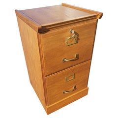 Vintage Two-Drawer Oak Filing Cabinet with Keys