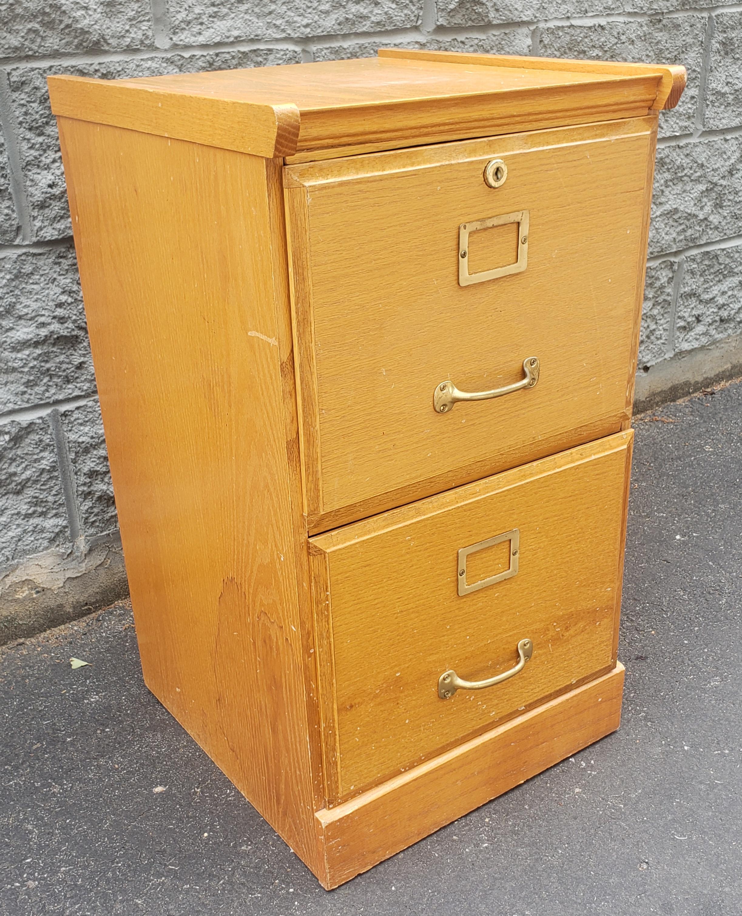 wooden two drawer file cabinet