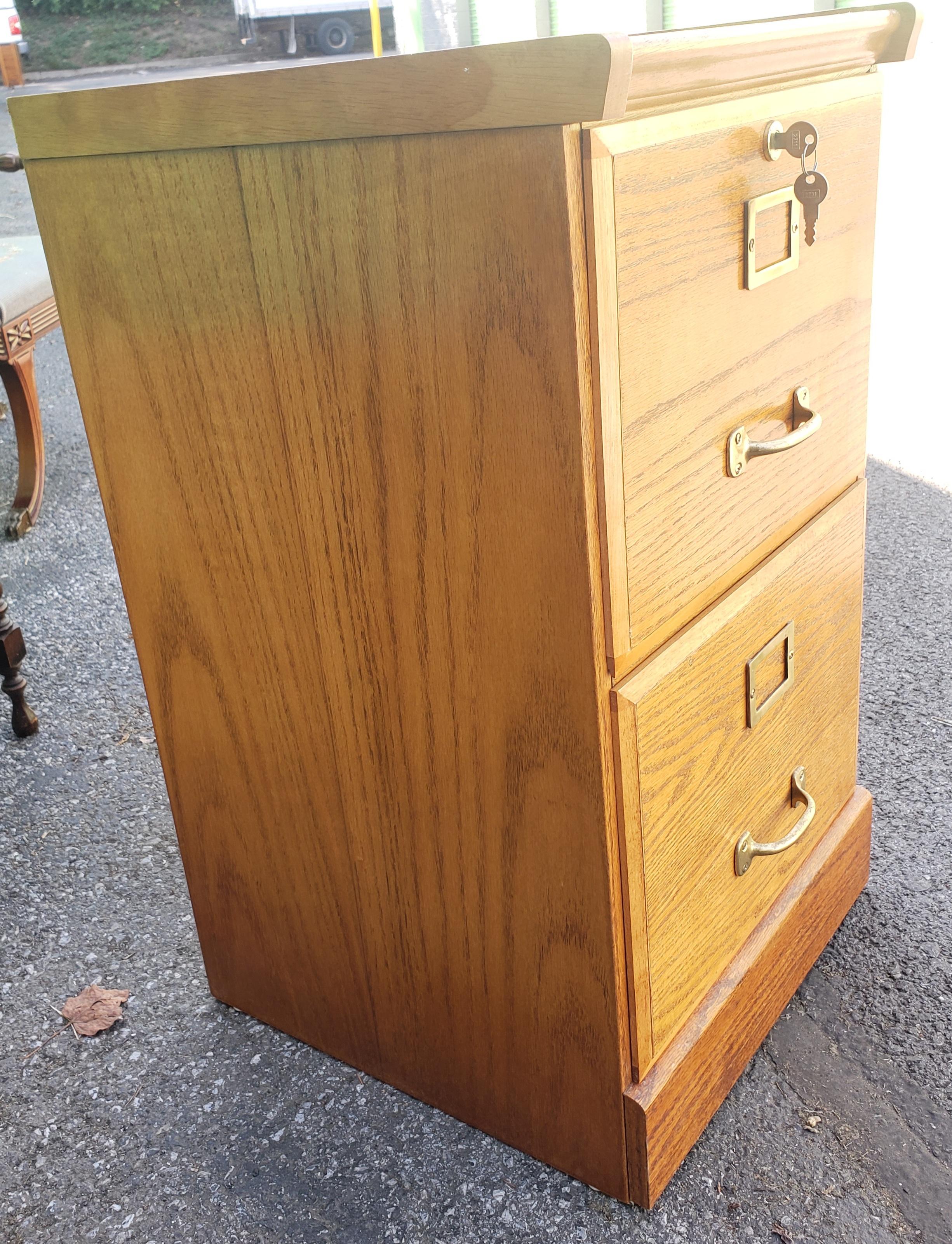 Vintage Zwei Schubladen Oak Locking Filing Cabinet (amerikanisch) im Angebot