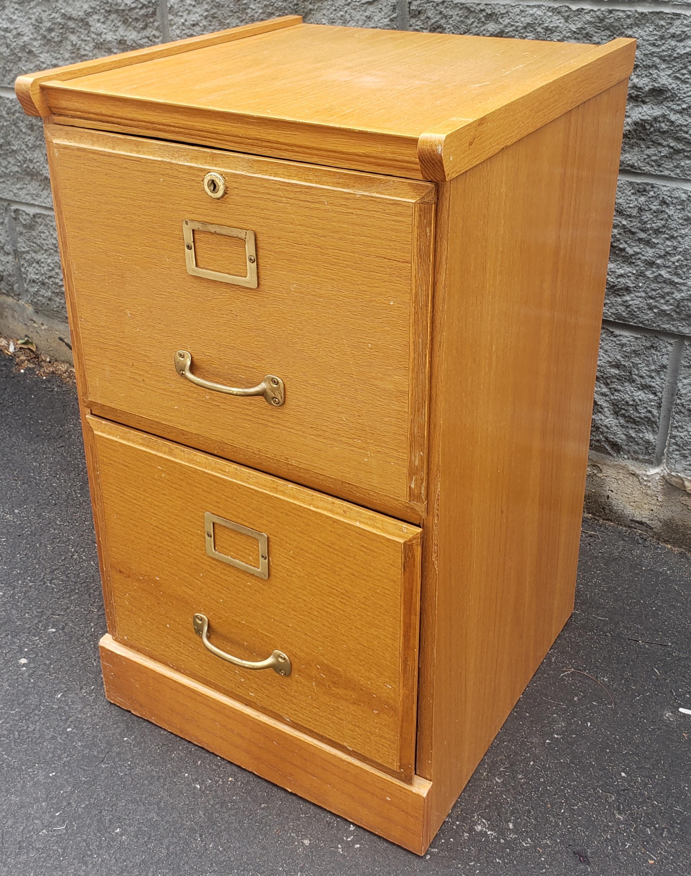 wooden two drawer file cabinet