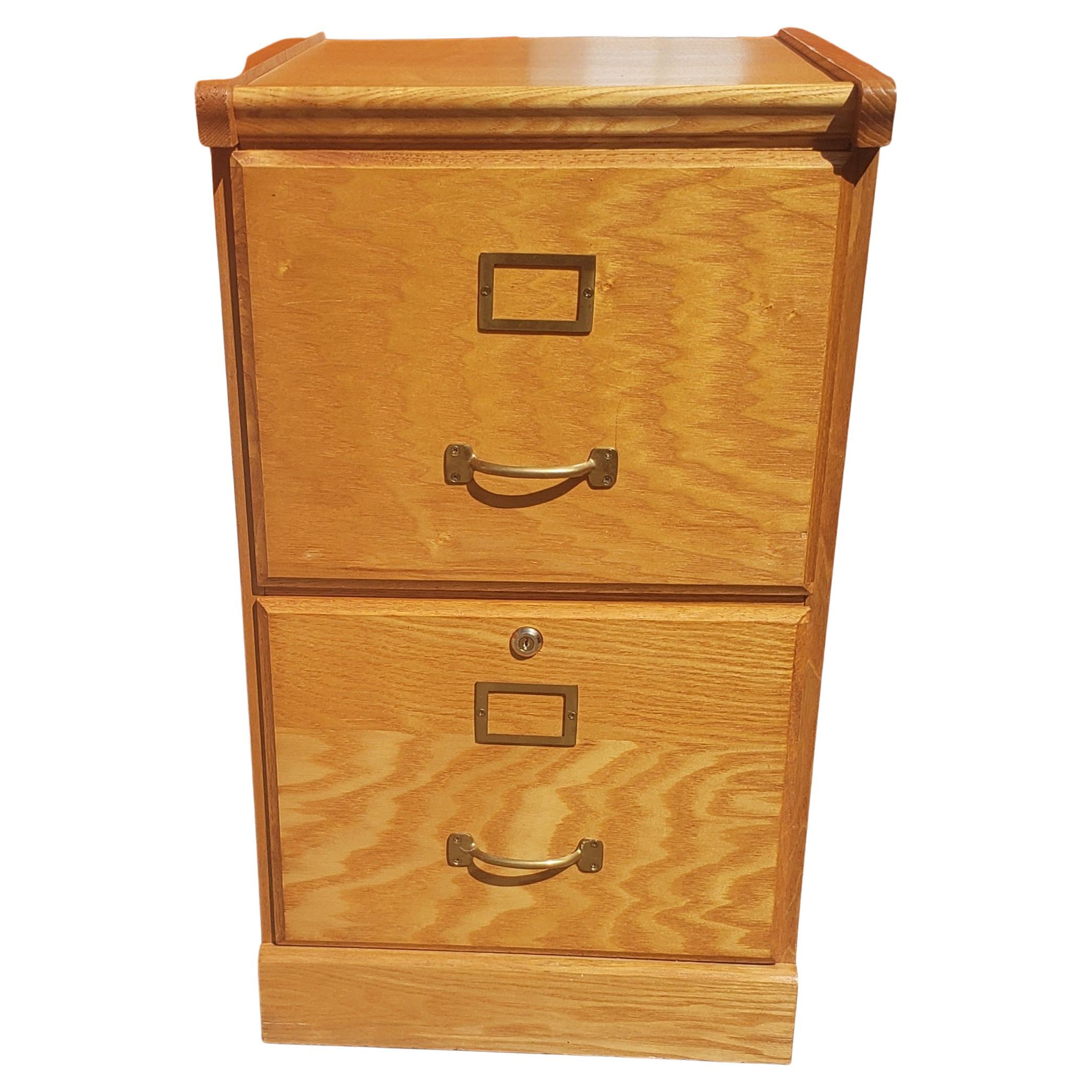 Vintage Two Drawer Oak Locking Filing Cabinet at 1stDibs | oak filing  cabinet 2 drawer, 2 drawer wooden file cabinet with lock, oak file cabinet  2 drawer
