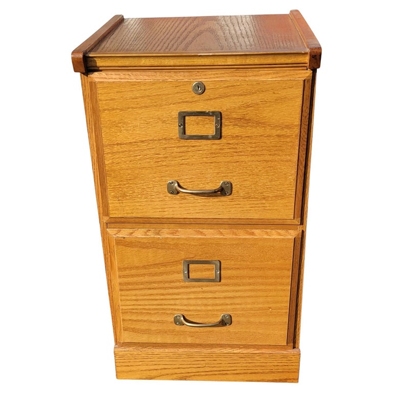 Vintage Two Drawer Oak Locking Filing For At 1stdibs