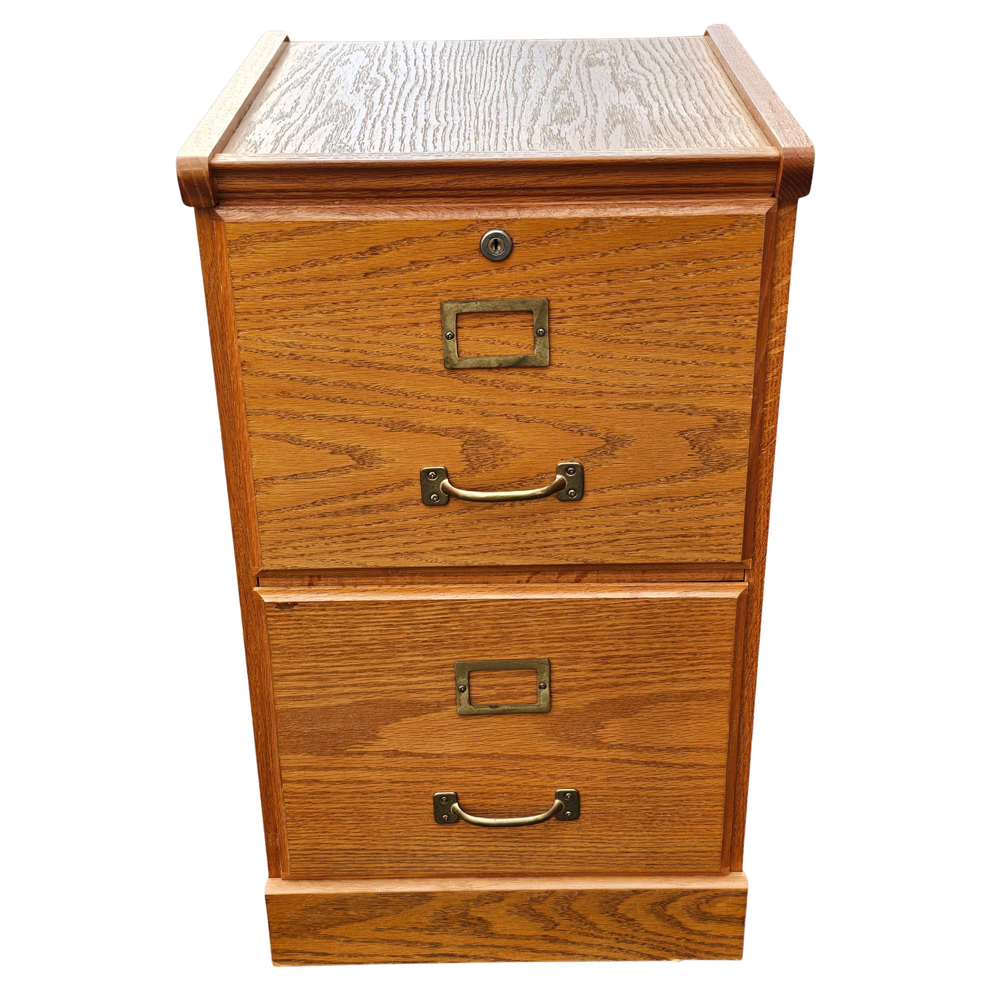 Classeur vintage à deux tiroirs en Oak Oak avec serrure