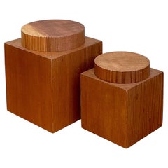 Scatola portaoggetti in legno a due cassetti vintage