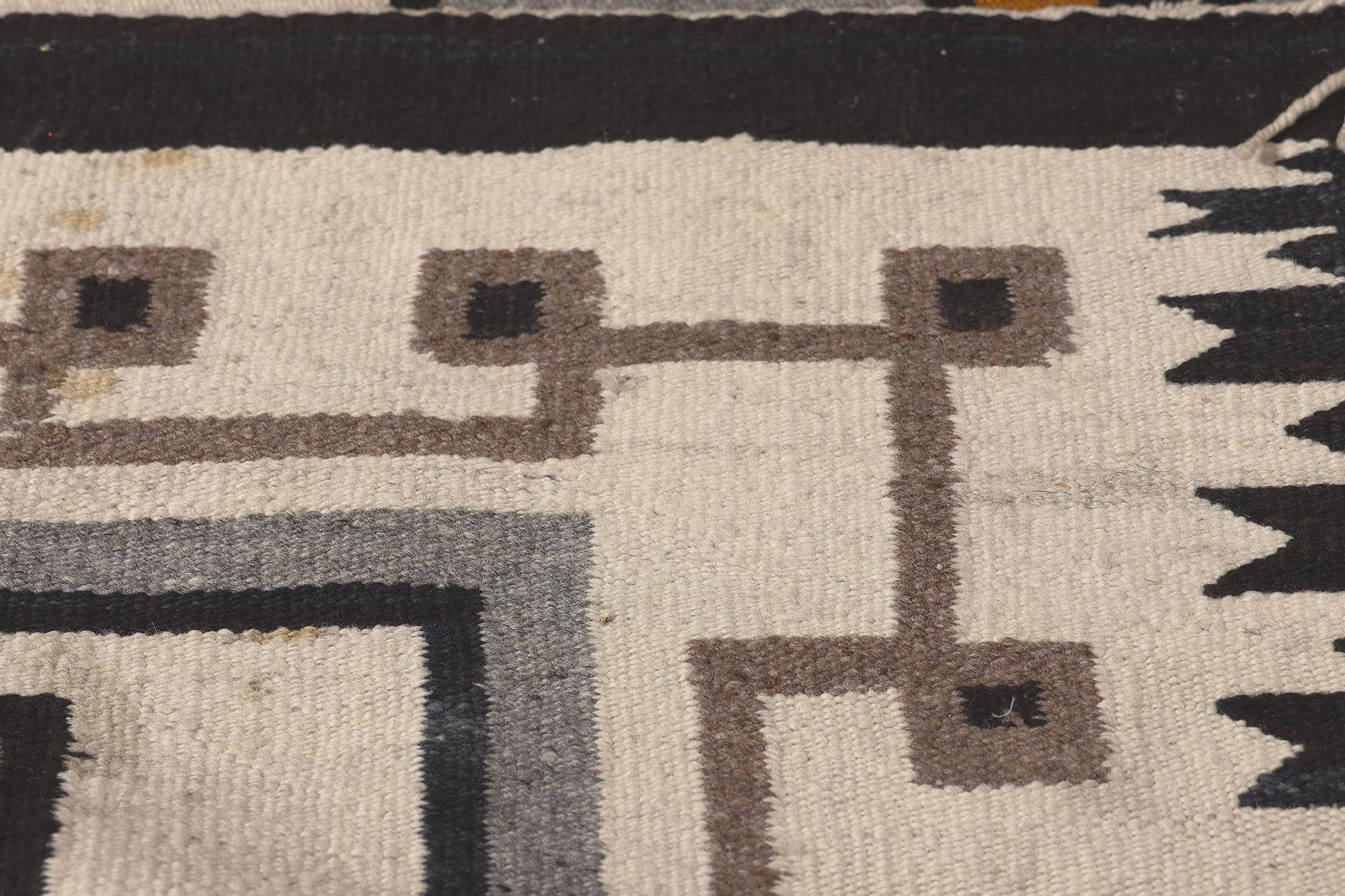 Vintage Two Grey Hills Navajo Rug, Organic Modern Meets Subtle Southwest In Good Condition For Sale In Dallas, TX