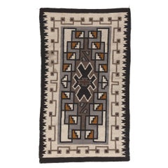 Retro Two Grey Hills Navajo Rug, Organic Modern Meets Subtle Southwest