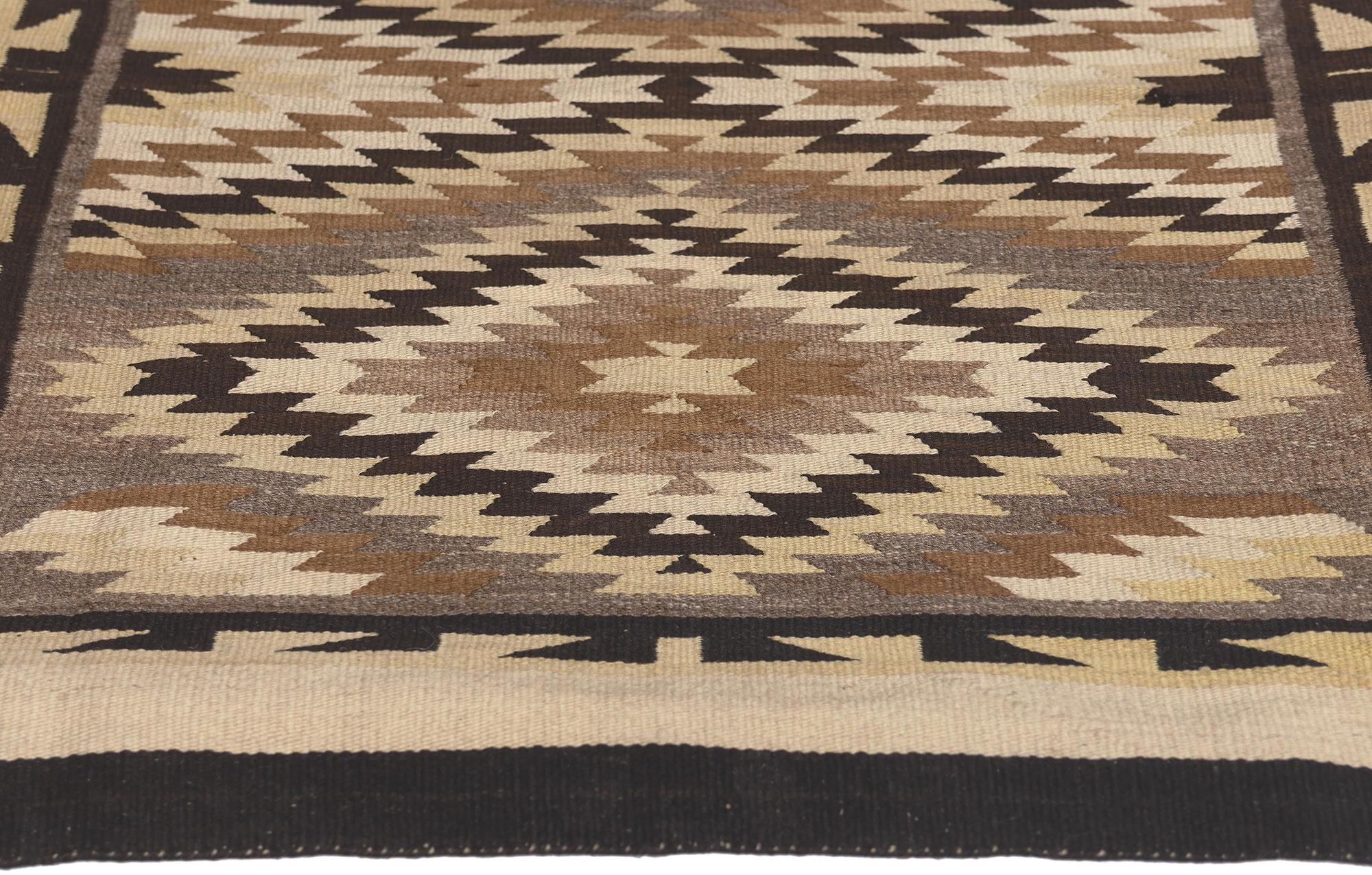 Hand-Woven Vintage Two Grey Hills Navajo Rug, Subtle Southwest Meets Organic Modern For Sale