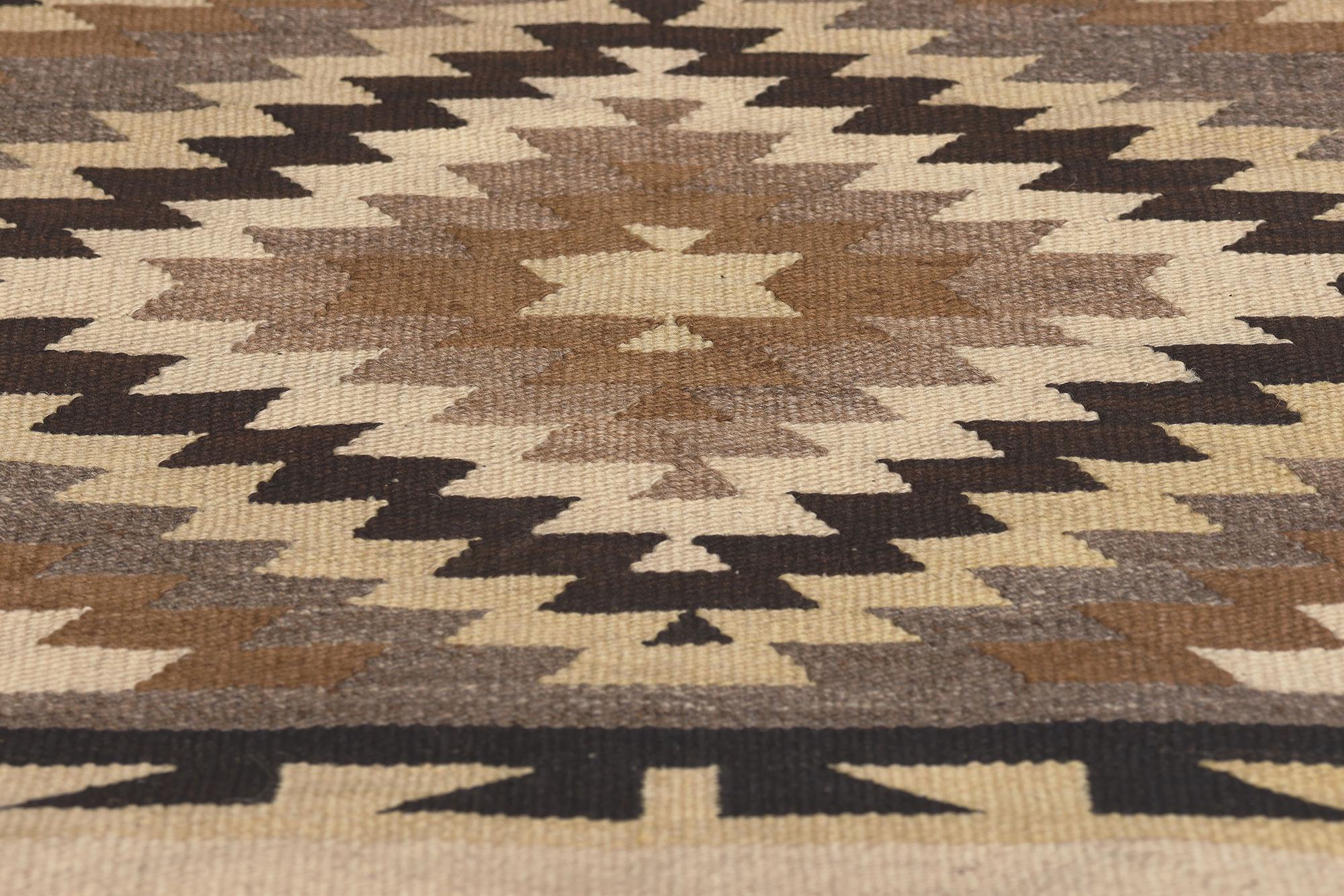 Vintage Two Grey Hills Navajo Rug, Subtle Southwest Meets Organic Modern In Good Condition For Sale In Dallas, TX