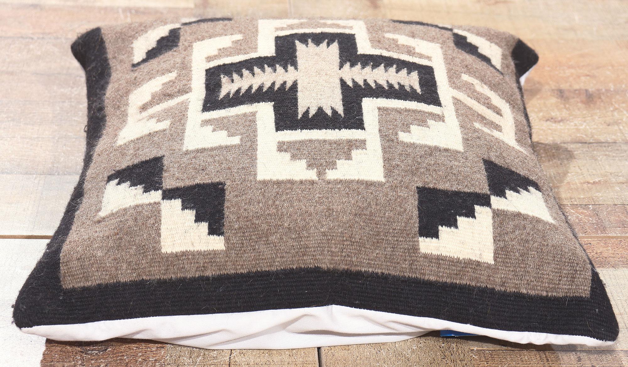 Spanish Colonial 1930's Earth-Tone Two Grey Hills-Inspired Pillow, Timeless Artisan Luxury For Sale