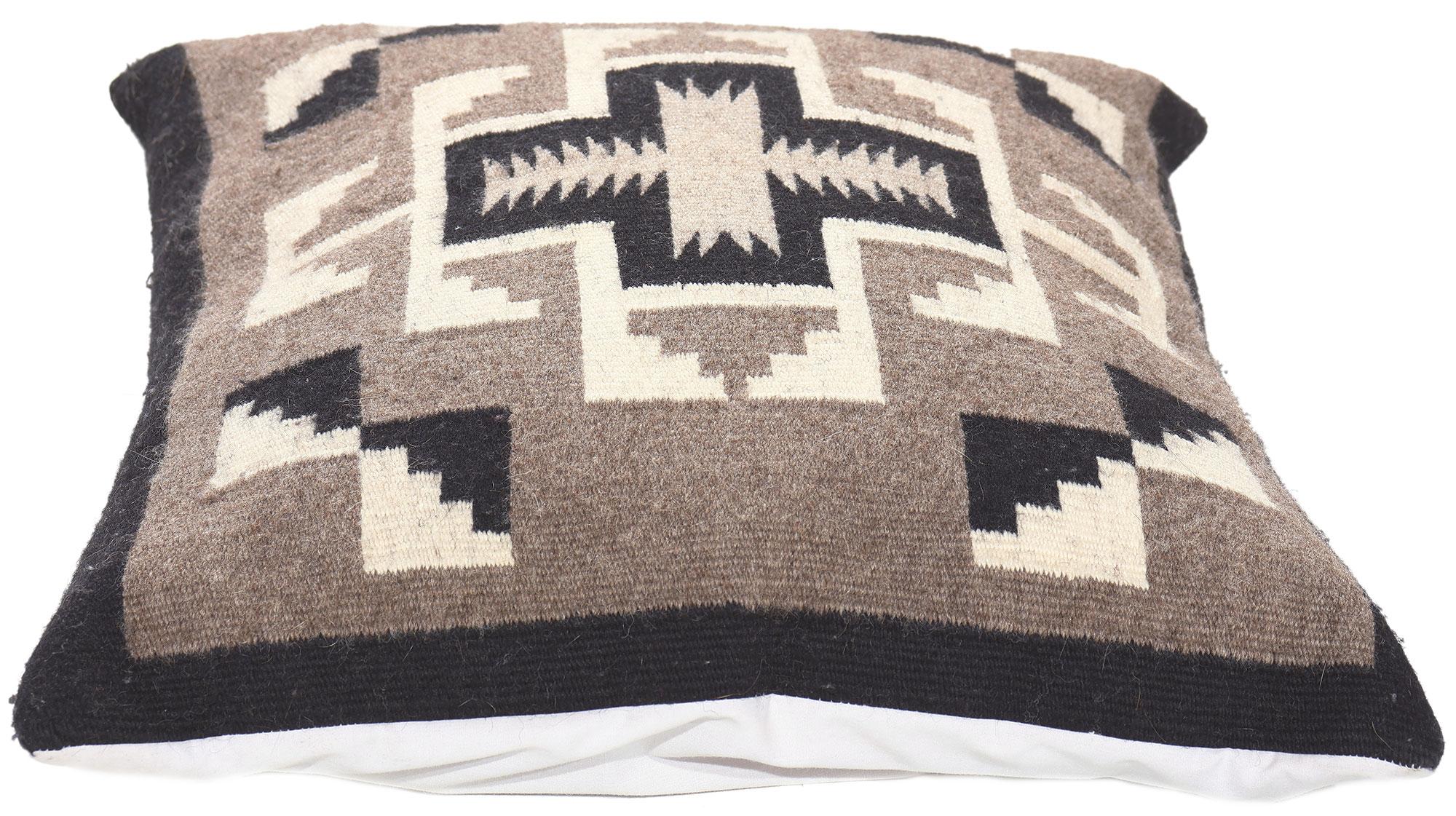 American 1930's Earth-Tone Two Grey Hills-Inspired Pillow, Timeless Artisan Luxury For Sale