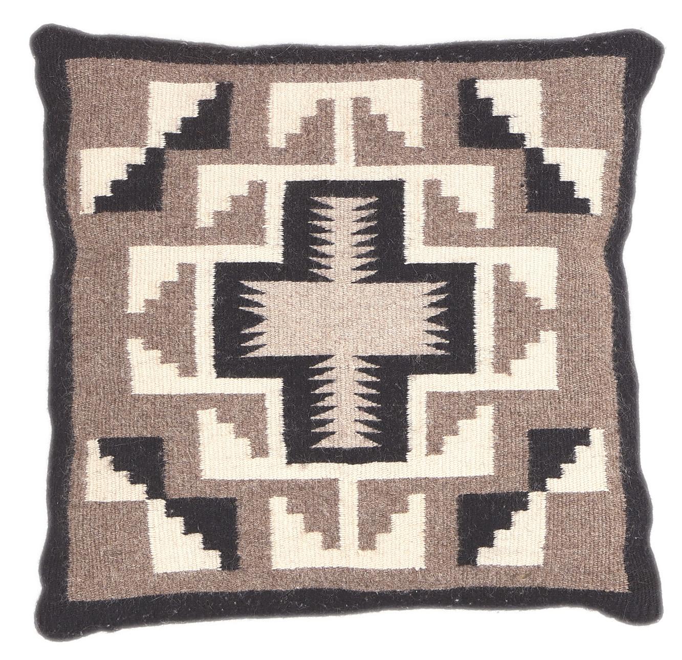 1930's Earth-Tone Two Grey Hills-Inspired Pillow, Timeless Artisan Luxury In Good Condition For Sale In Dallas, TX