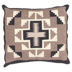 Vintage Two Grey Hills Navajo Weaving Pillow, Native American Textile