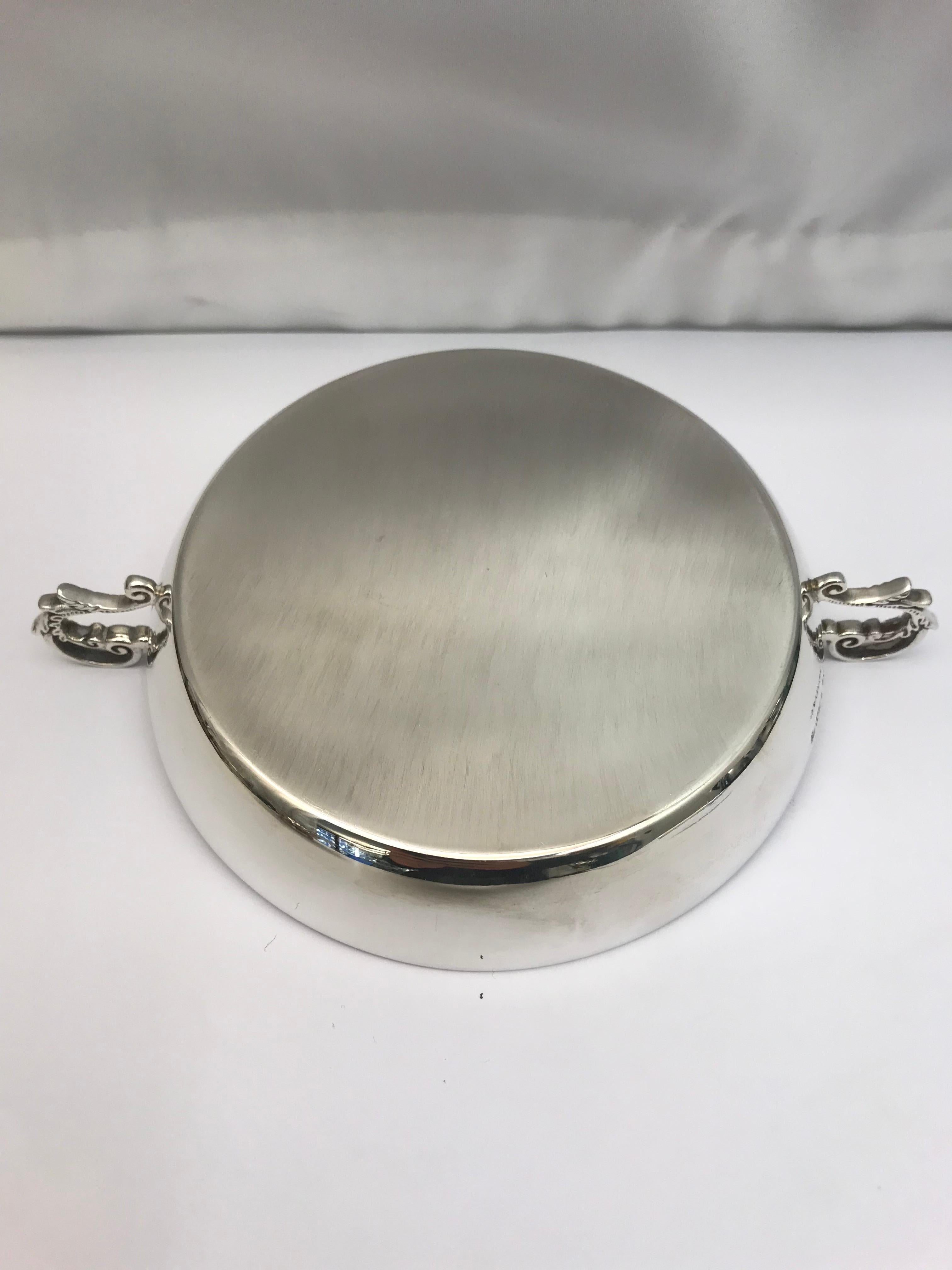 Late 20th Century Vintage Two Handled Silver Asprey Dish For Sale