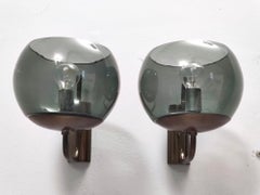 Vintage Two-Light Green Glass and Copper Appliques, Italy