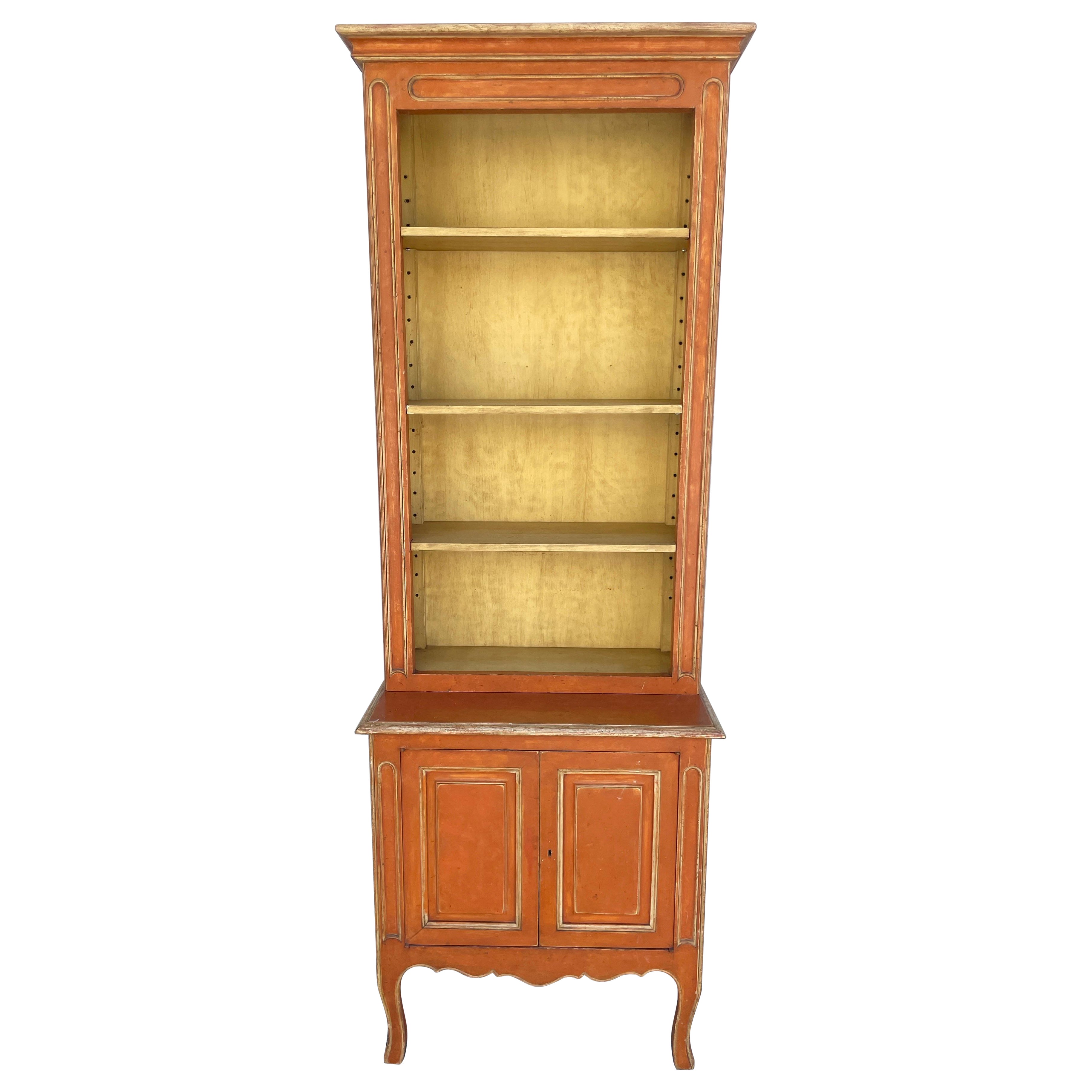 Vintage French Bookcase, Wood & Paint, Adjustable Shelves, Circa 1970
