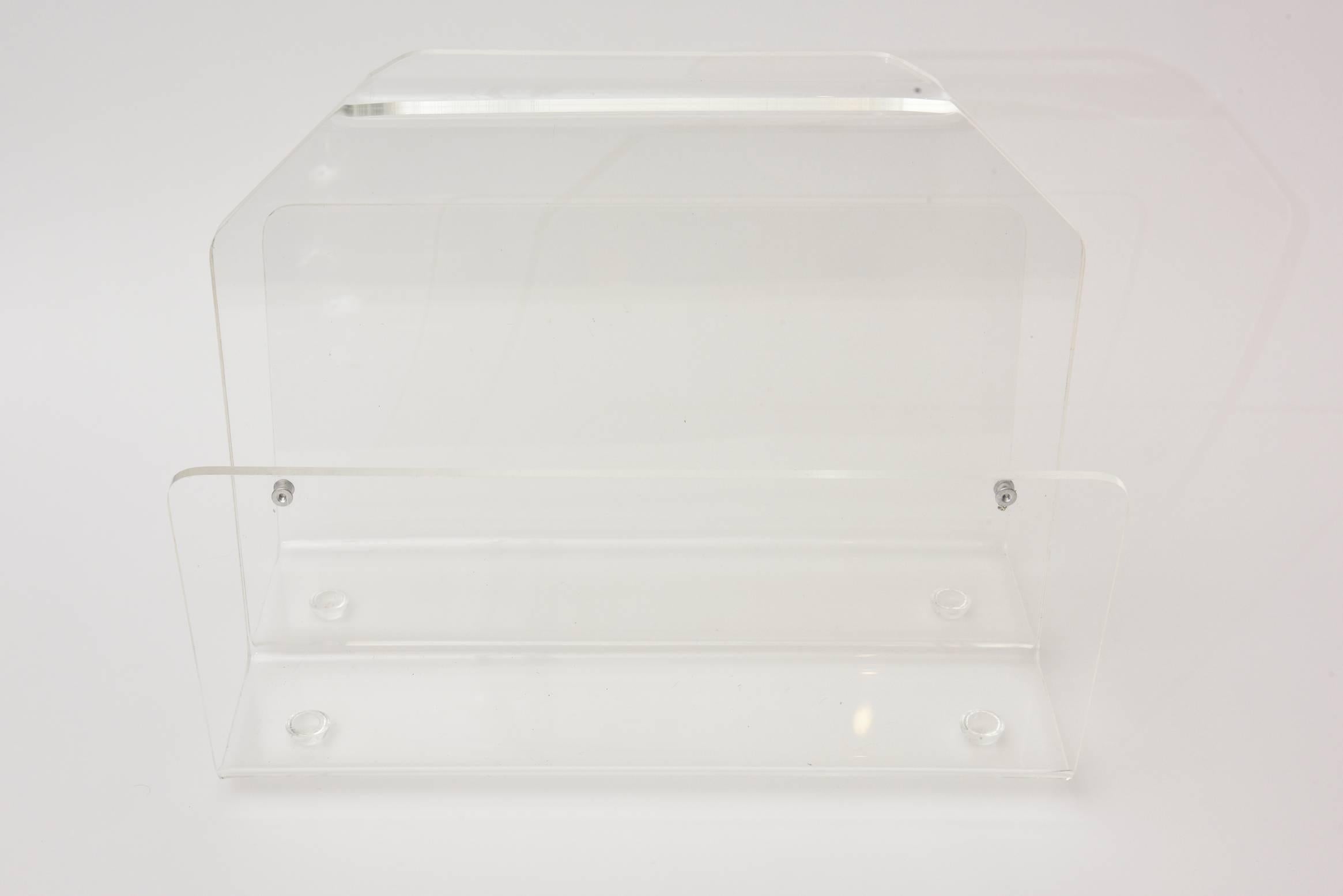 American Vintage Lucite Two Compartment Magazine Holder  For Sale