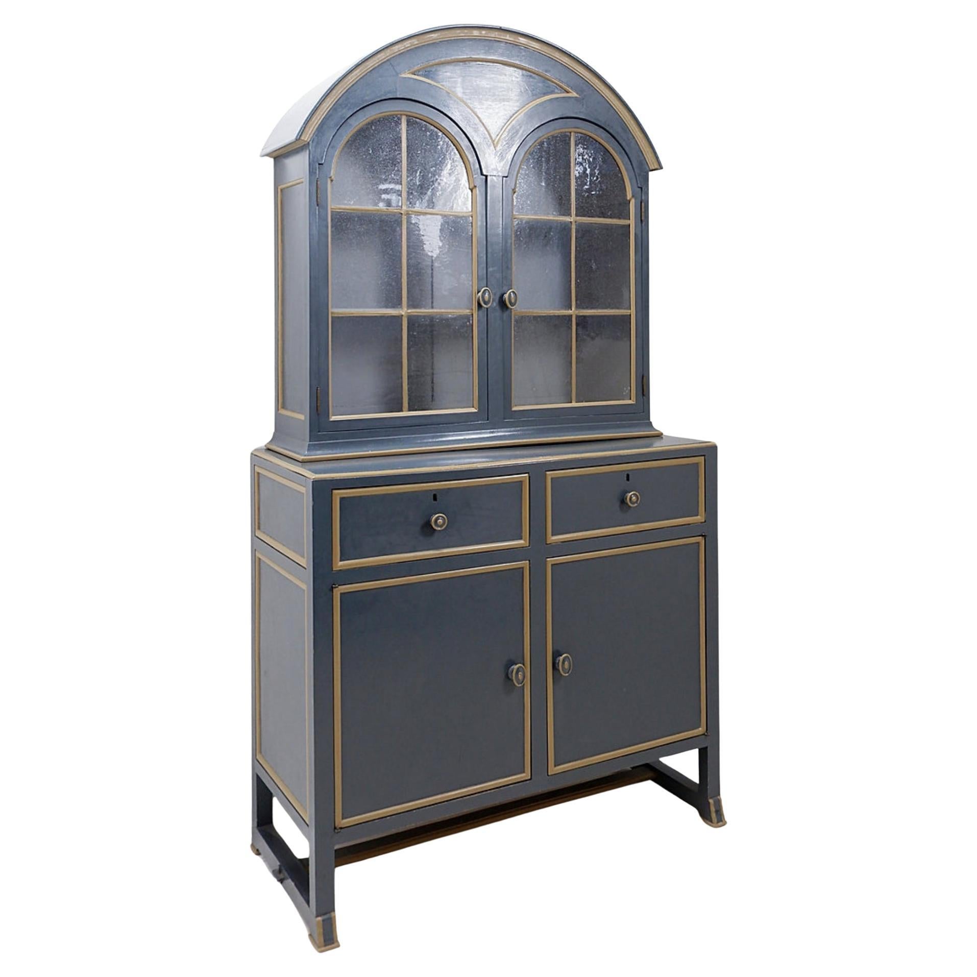 Vintage Two-piece vaisselier lacquered grey - a pair available (A)