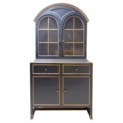 Vintage Two-piece vaisselier lacquered grey - a pair available (B)