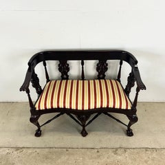 Chippendale Style Mahogany Settee with Upholstered Seat, 20th Century