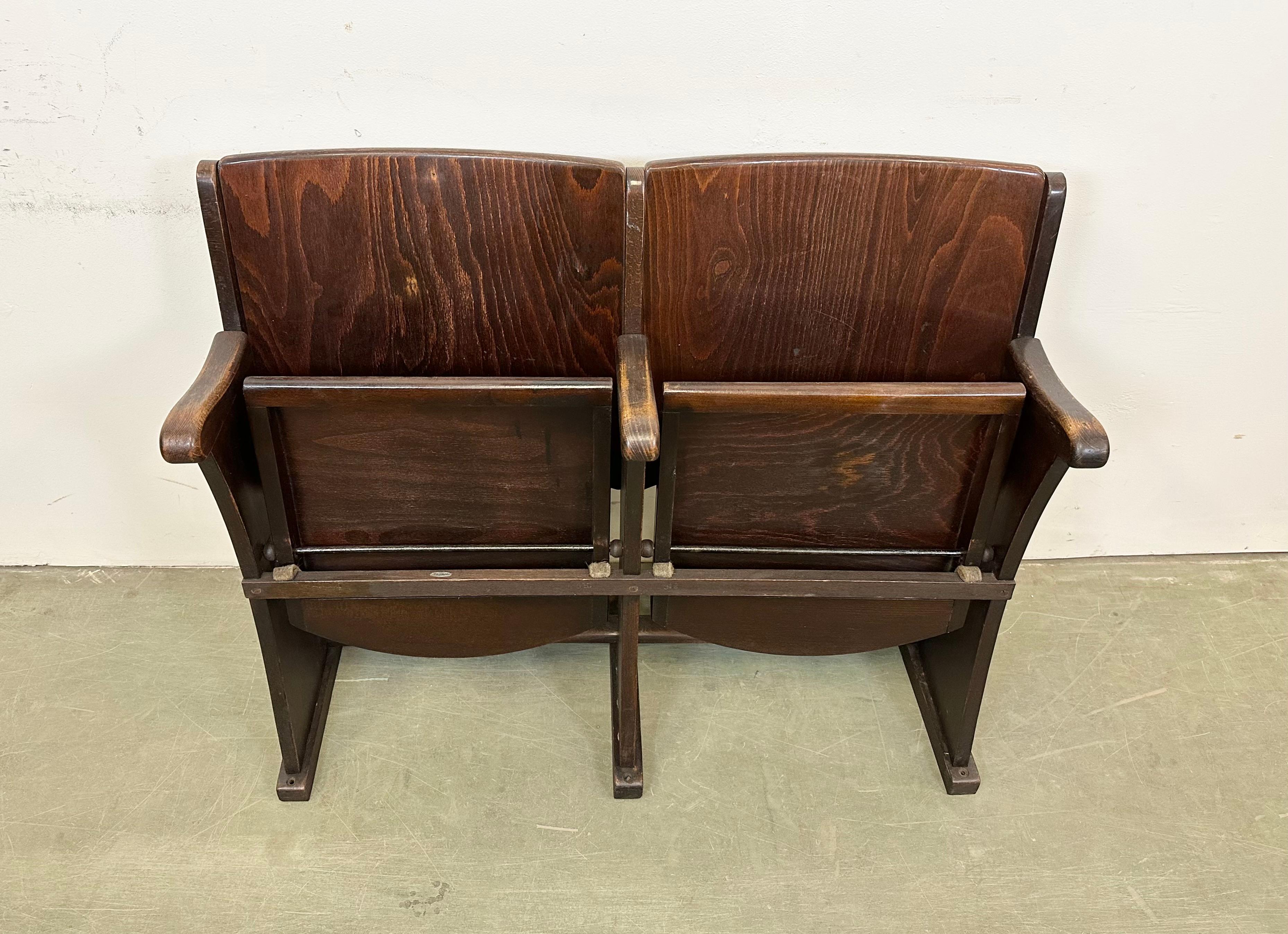 Czech Vintage Two-Seat Cinema Bench from Thonet, 1950s For Sale