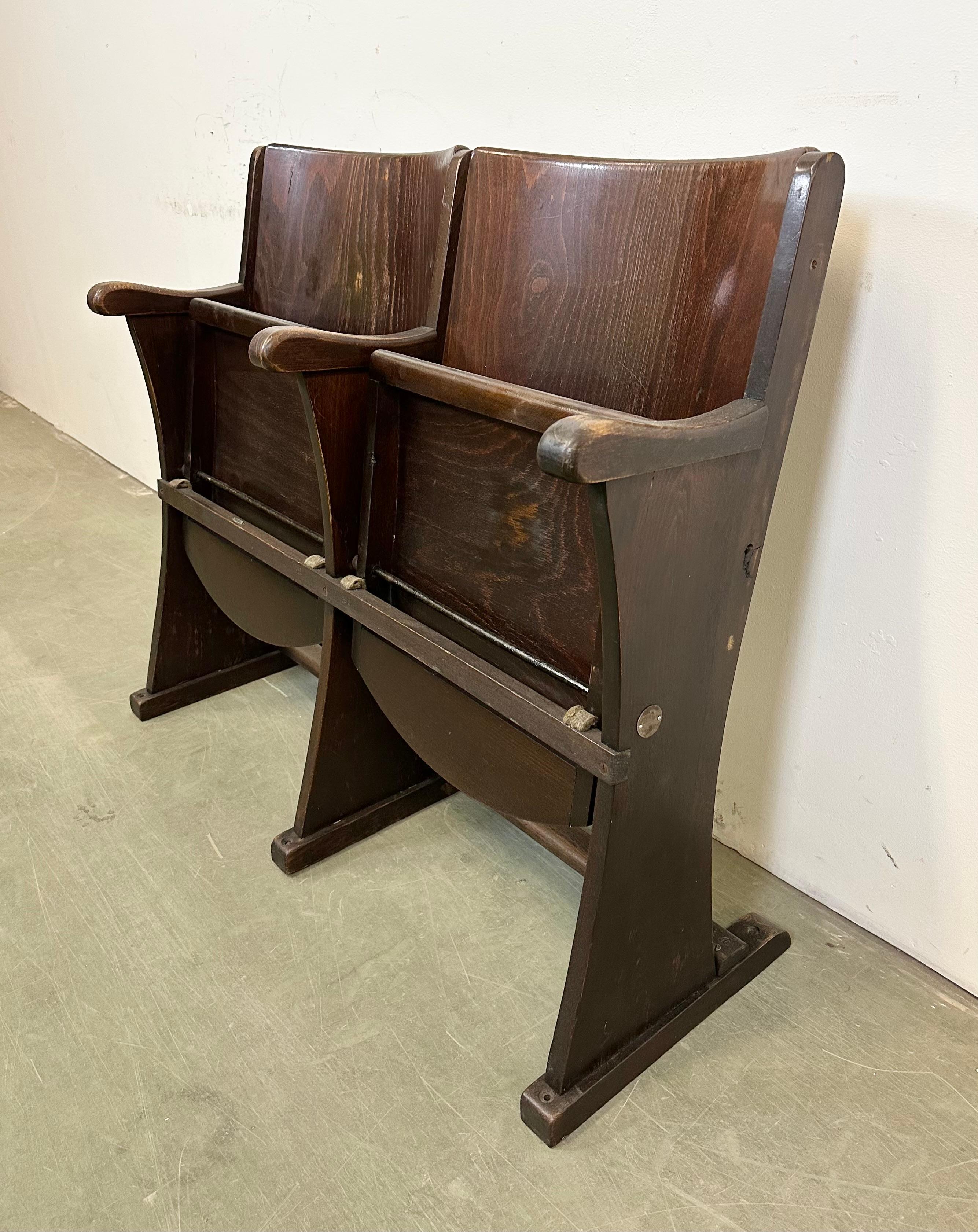 Vintage Two-Seat Cinema Bench from Thonet, 1950s In Good Condition For Sale In Kojetice, CZ