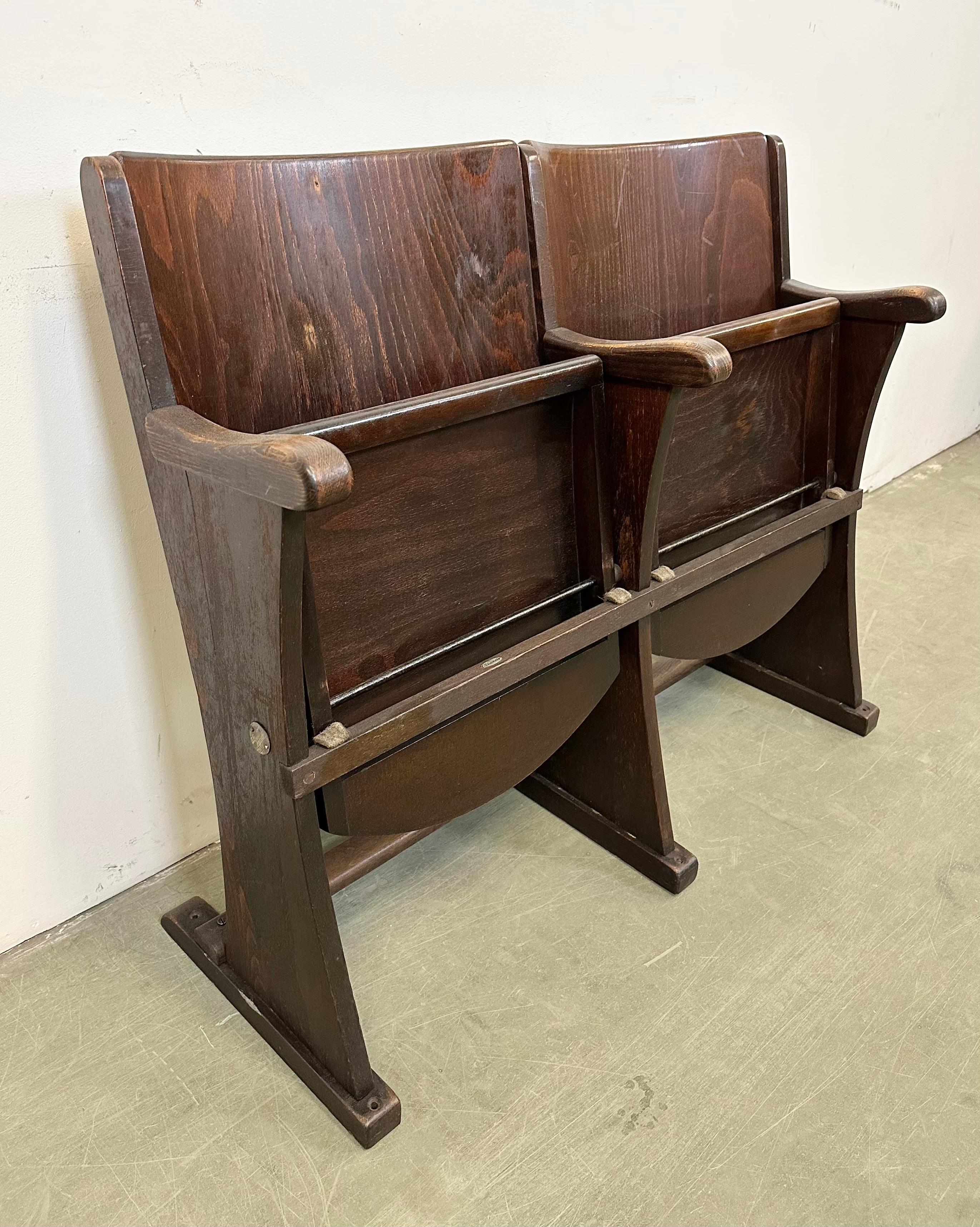 20th Century Vintage Two-Seat Cinema Bench from Thonet, 1950s For Sale