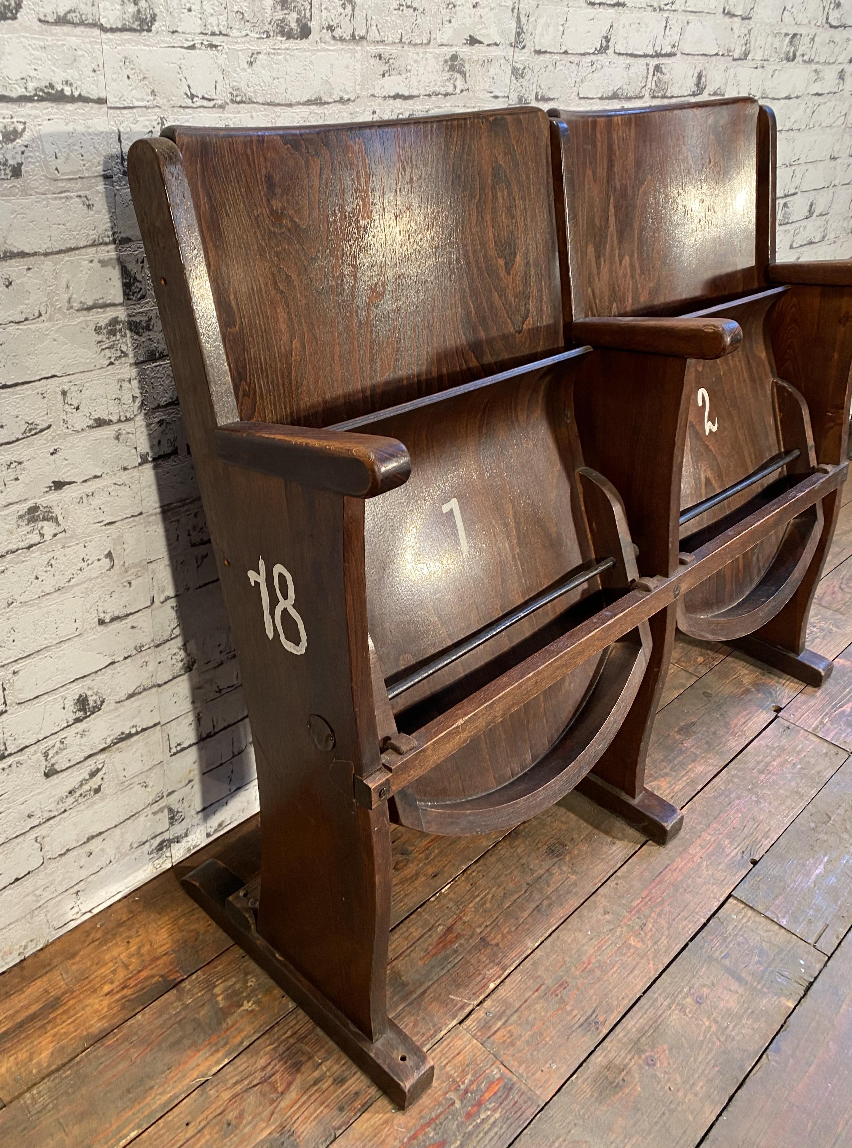 Industrial Vintage Two-Seat Cinema Bench from Ton, 1950s