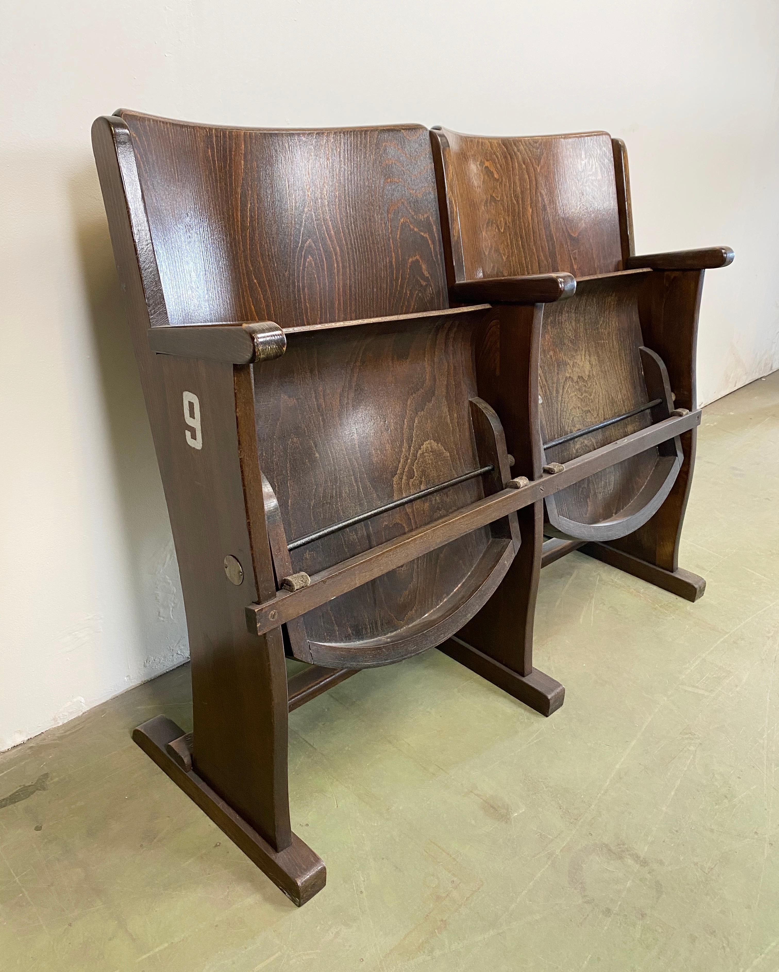 Czech Vintage Two-Seat Cinema Bench from Ton, 1950s