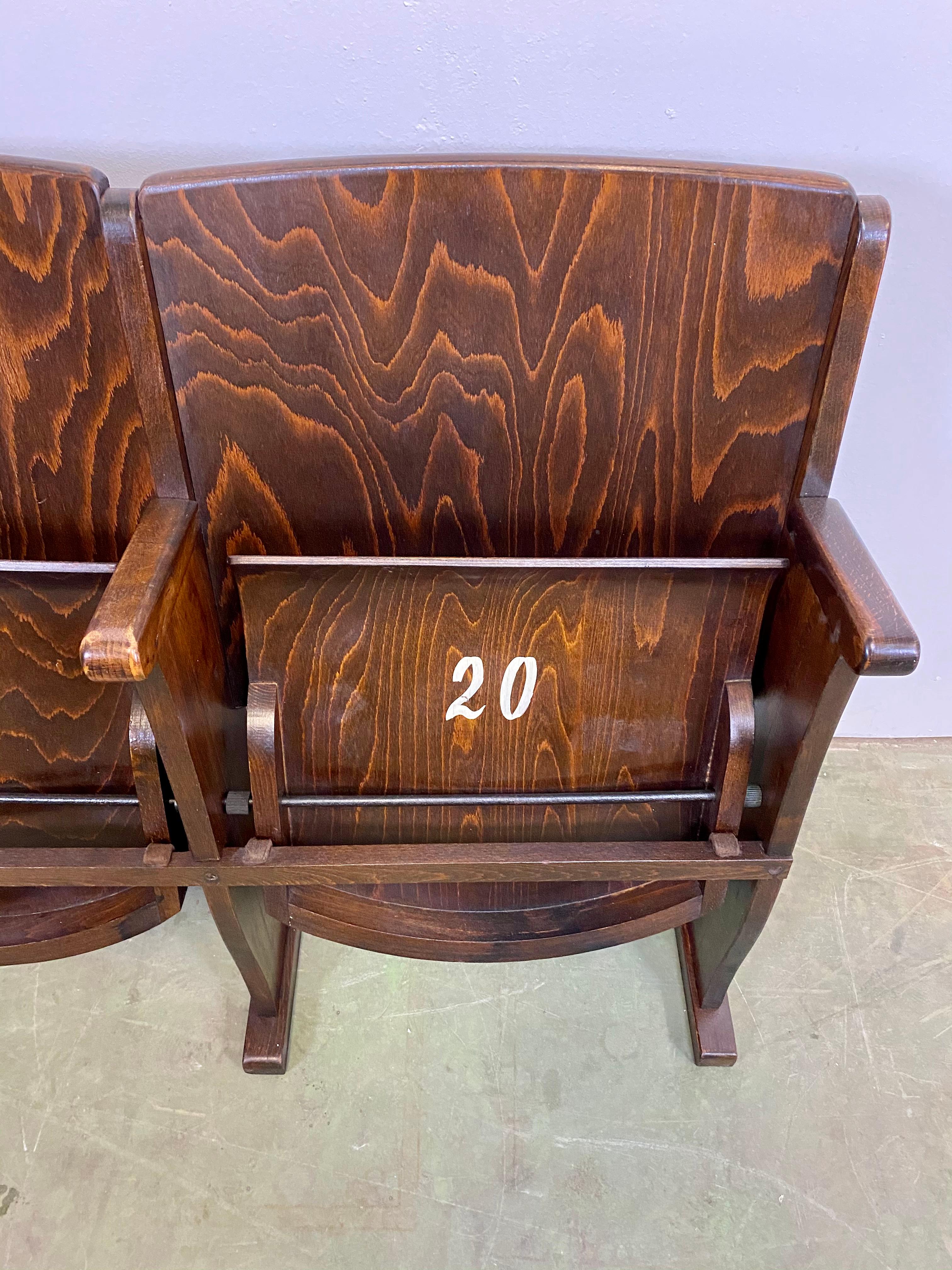 Vintage Two-Seat Cinema Bench from Ton, 1950s In Good Condition In Kojetice, CZ