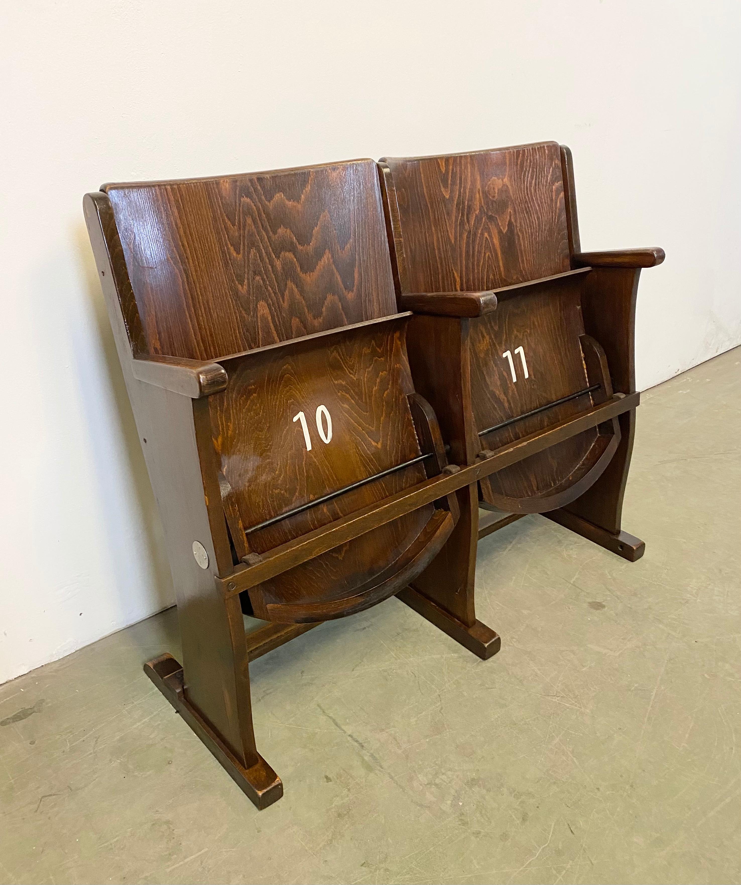 20th Century Vintage Two-Seat Cinema Bench from Ton, 1950s